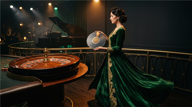 Colorful slot machine reels spinning with coins falling